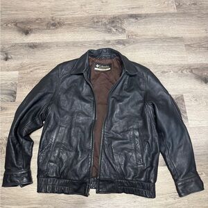 Columbia Men's Black Leather Bomber Jacket